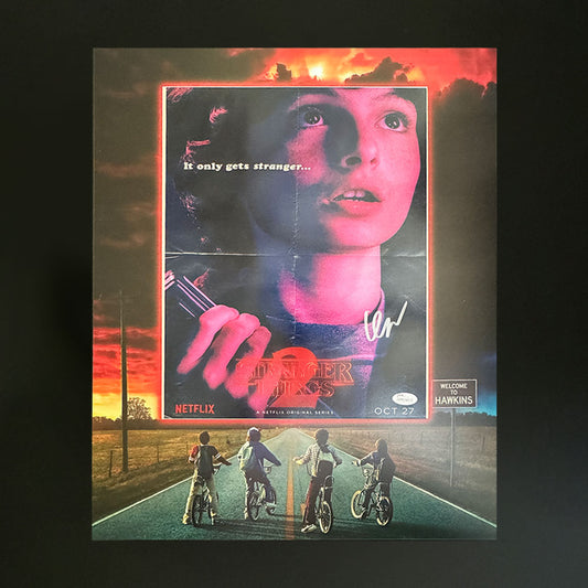 Finn Wolfhard Autographed Stranger Things 11x14 Photo In Custom Stranger Things 16x20 Mat (JSA COA)